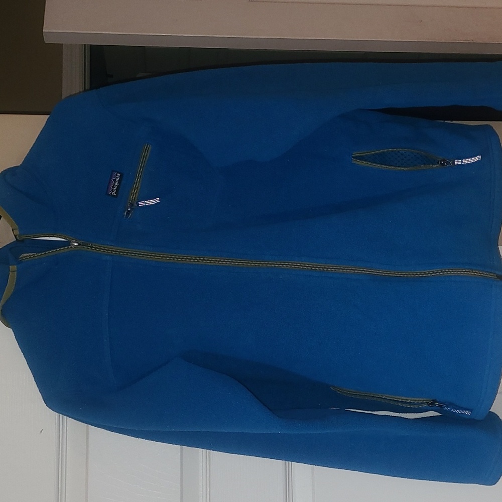 Blue Patagonia hooded fleece